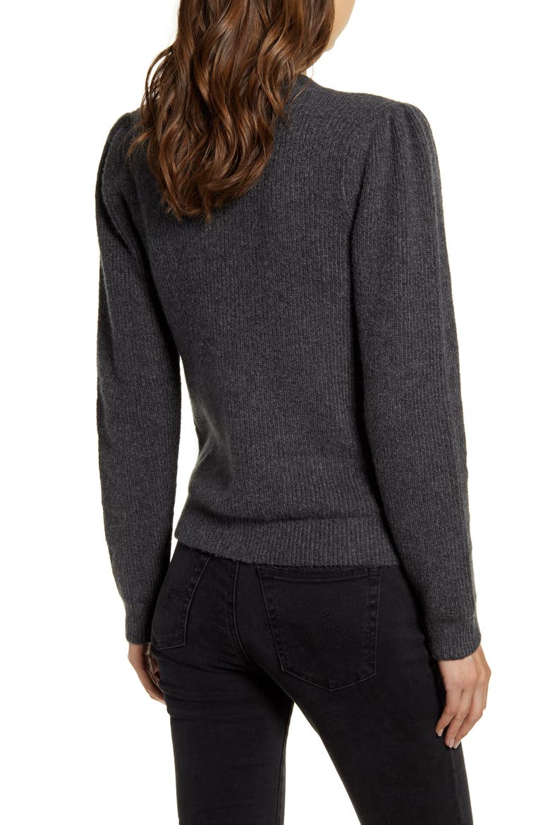 Puff Sleeve Sweater, Alternate, color, GREY DARK CHARCOAL HEATHER