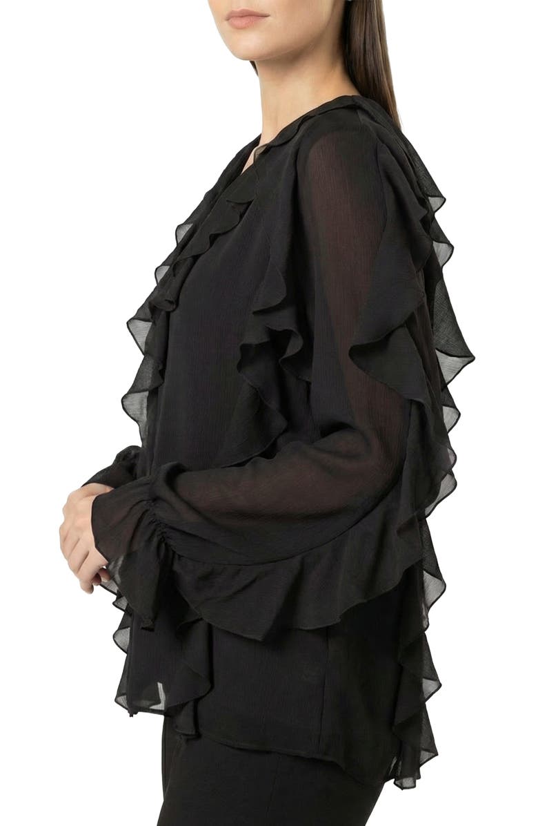AREA STARS Flyn Ruffle Blouse, Alternate, color, Black