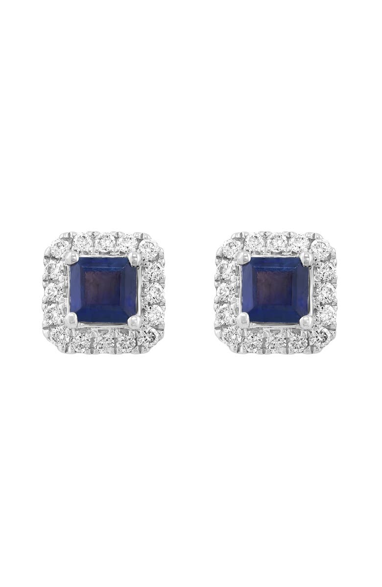 EFFY Sterling Silver Sapphire & Diamond Stud Earrings, Main, color, Blue