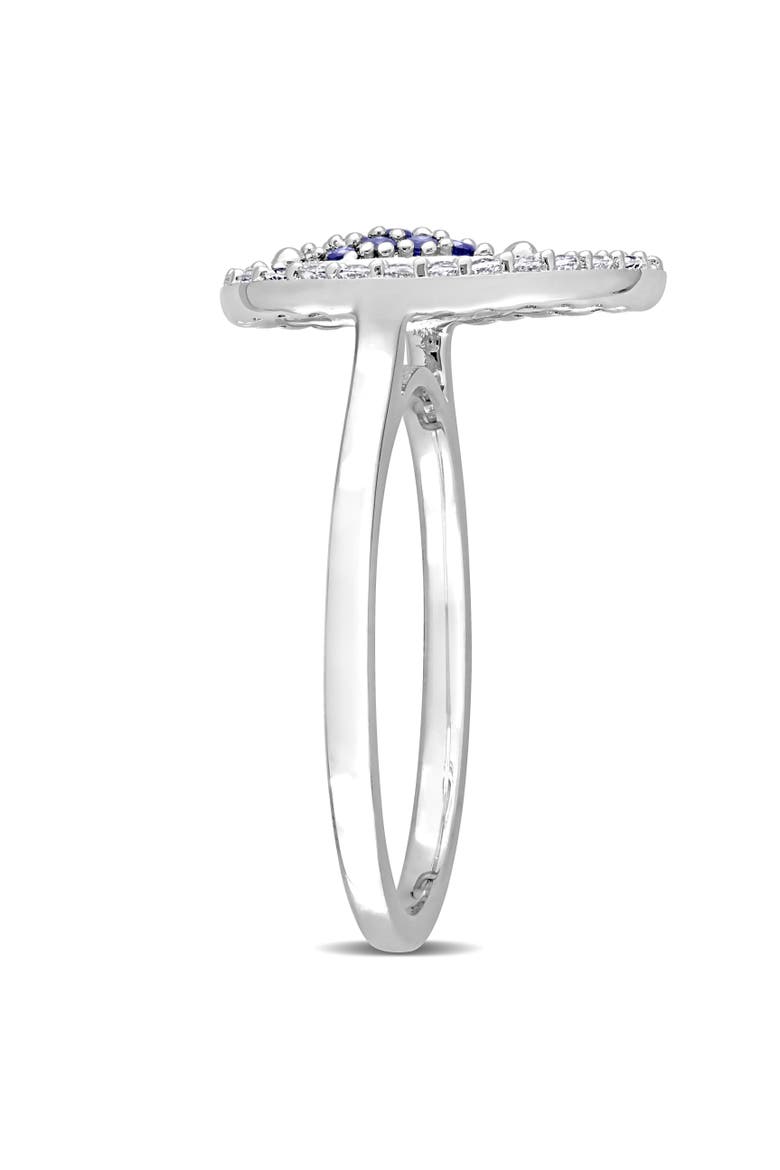 White Topaz & Created Blue Sapphire Halo Ring, Alternate, color, Lab-Created Sapphire