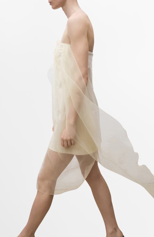 Mango Strapless Mixed Media Chiffon Dress