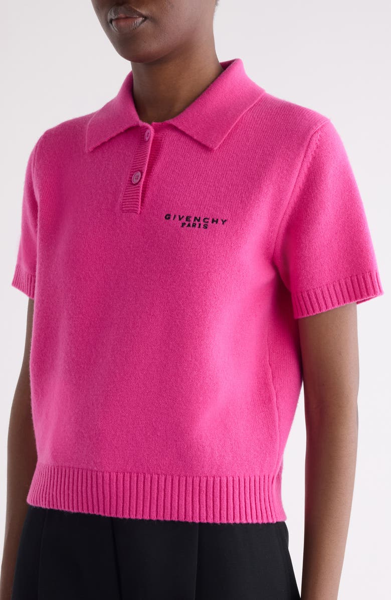 Givenchy Short Sleeve Wool & Cashmere Polo, Alternate, color, Fuchsia