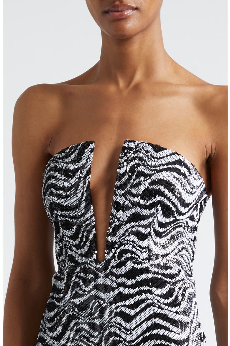 Caitrin Sequin Swirl Strapless Cocktail Minidress, Alternate, color, BLACK SWIRL