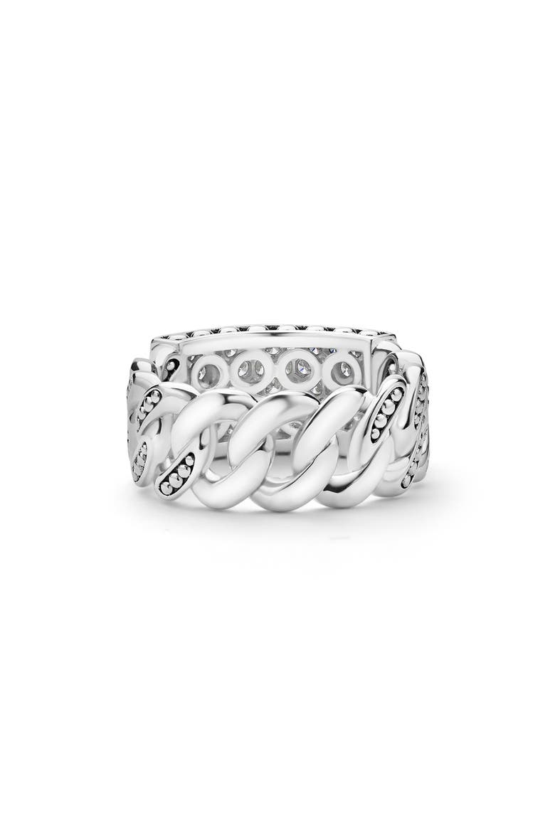 Men's Pavé Diamond Curb Link Ring, Alternate, color, SILVER
