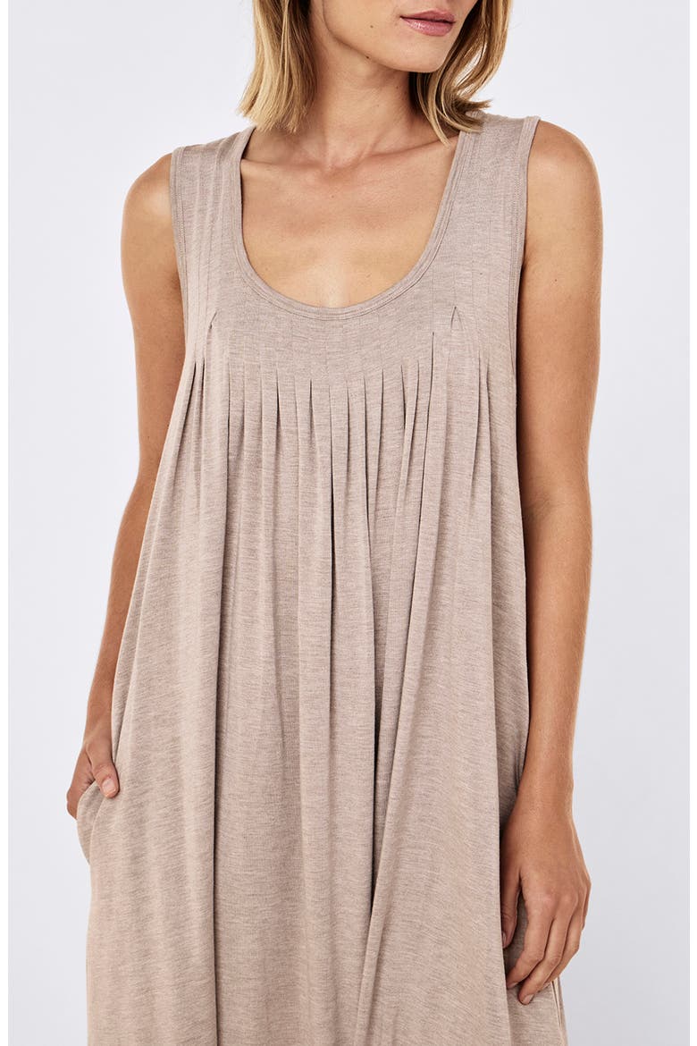 Kate Pleat Front Modal Nightgown, Alternate, color, MOCHA MOUSSE