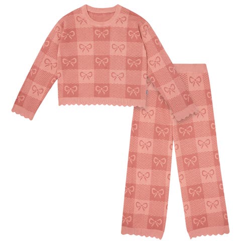 Jacquard Sweater Knit Top and Pant Set