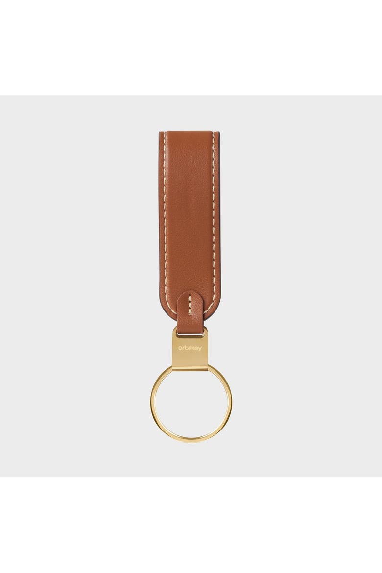Leather Loop Keychain, Alternate, color, Caramel