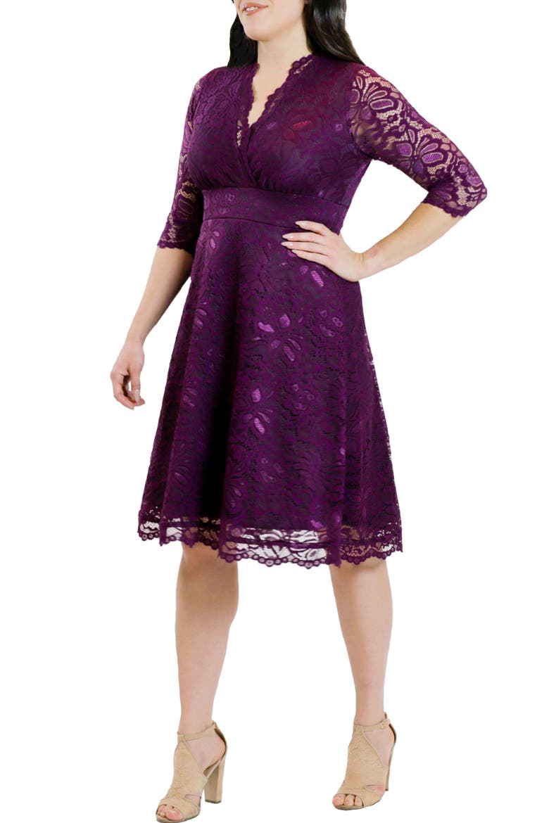 Mademoiselle A-Line Lace Cocktail Dress, Alternate, color, BERRY BLISS