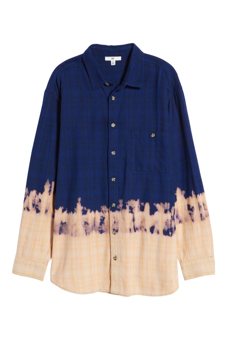 Pride Gender Inclusive Dip Dye Flannel Shirt, Alternate, color, NAVY DIP DYE PLAID