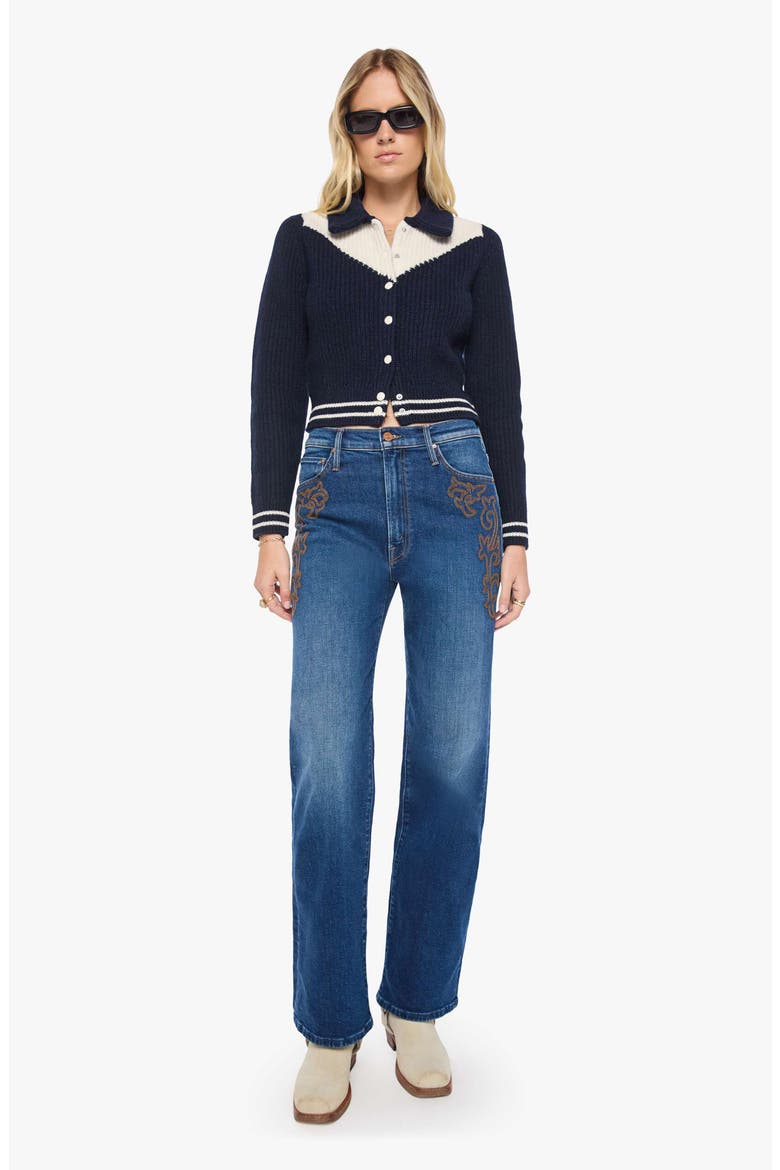 The Baby Raquette Cardigan, Alternate, color, NAVY AND IVORY