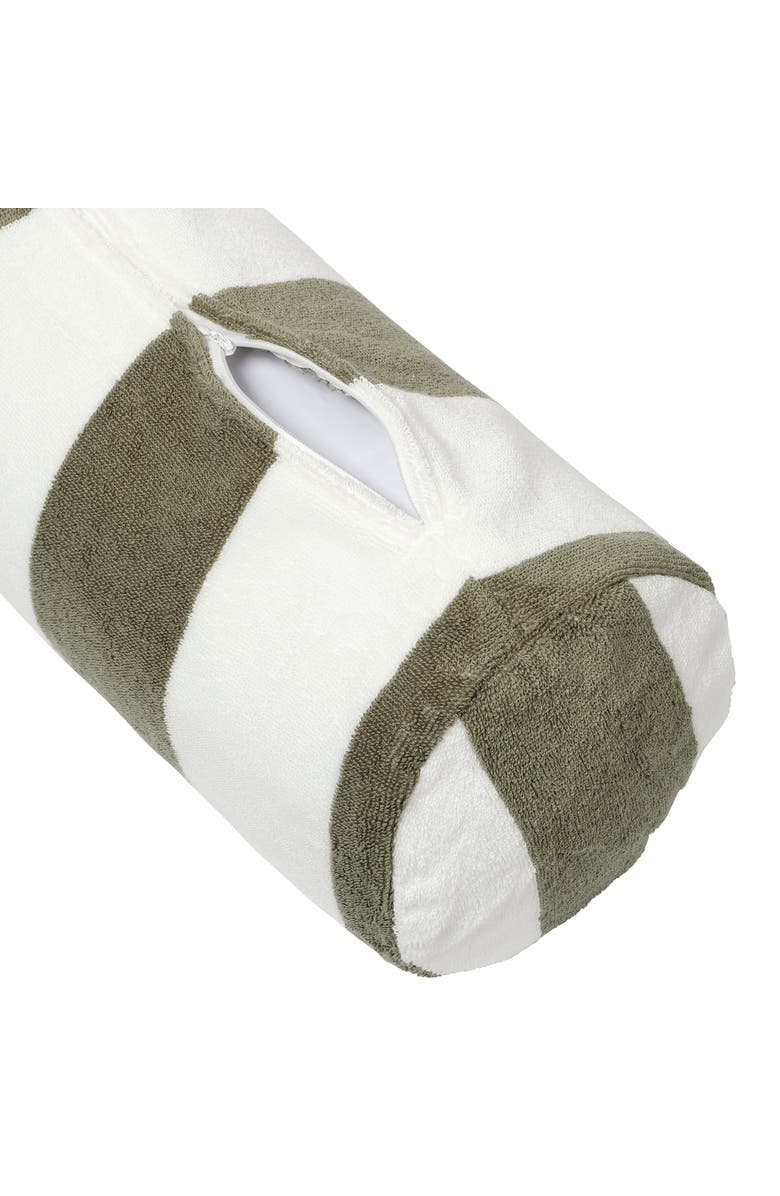 Sunnylife Inflatable Beach Pillow Vacay Olive Stripe 14X6" Neck Pillow, Alternate, color, 