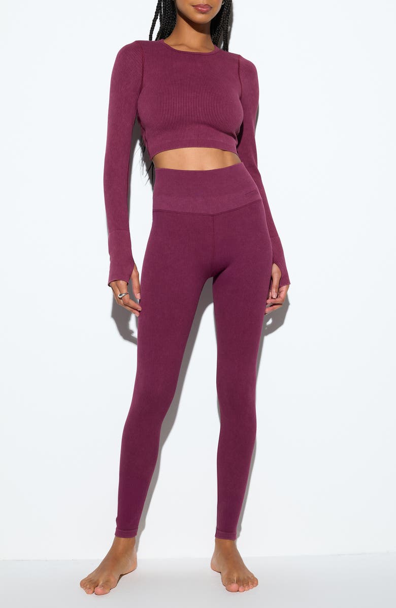 Spiritual Gangster Liberty Mineral Wash Rib Crop Top, Alternate, color, Dark Dahlia