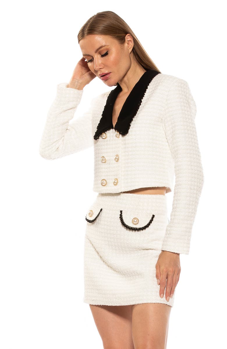 Alexia Admor Aurelia Tweed Crop Jacket, Alternate, color, Ivory