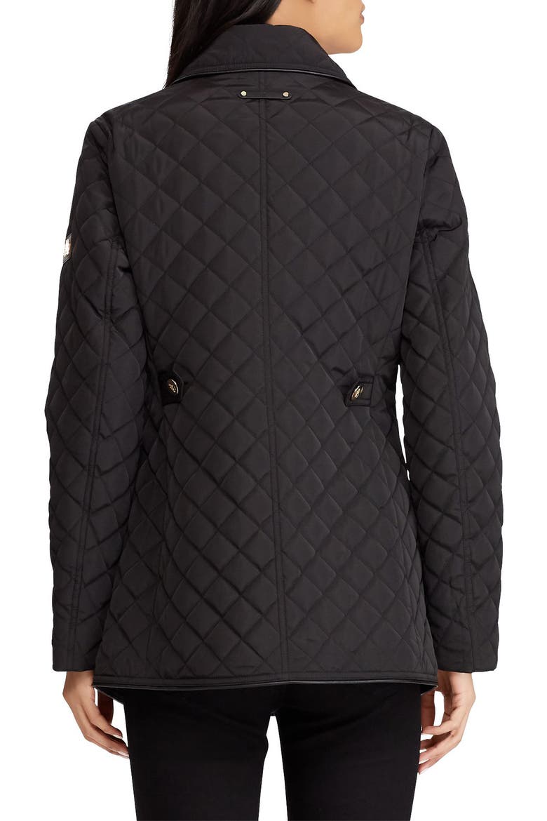 Double Breasted Quilted Coat, Alternate, color, BLACK