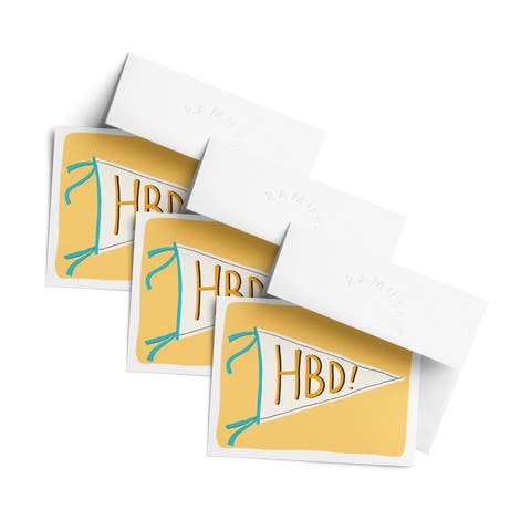 Birthday Greeting Card Pack (3ct) "Pennant HBD"
