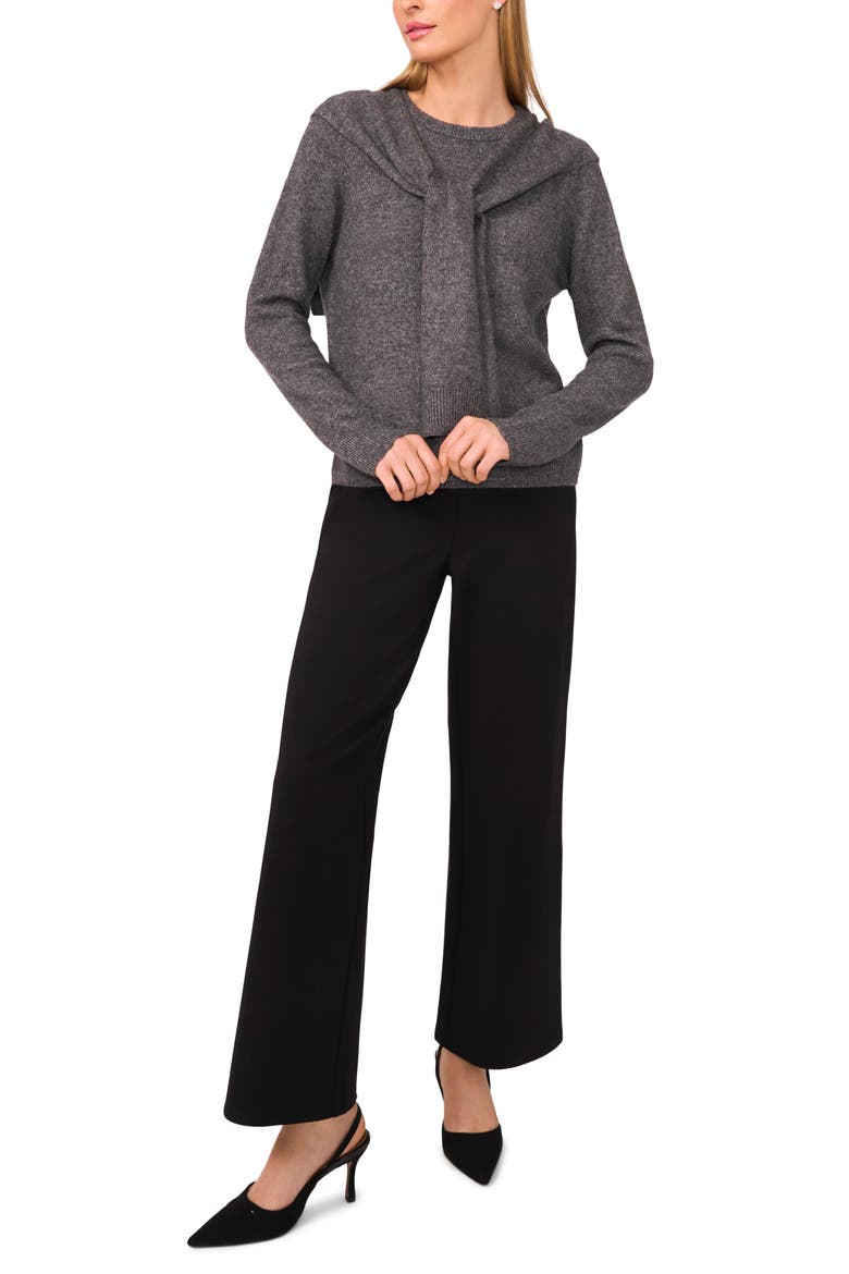 Shoulder Wrap Detail Sweater, Alternate, color, MEDIUM HEATHER GREY