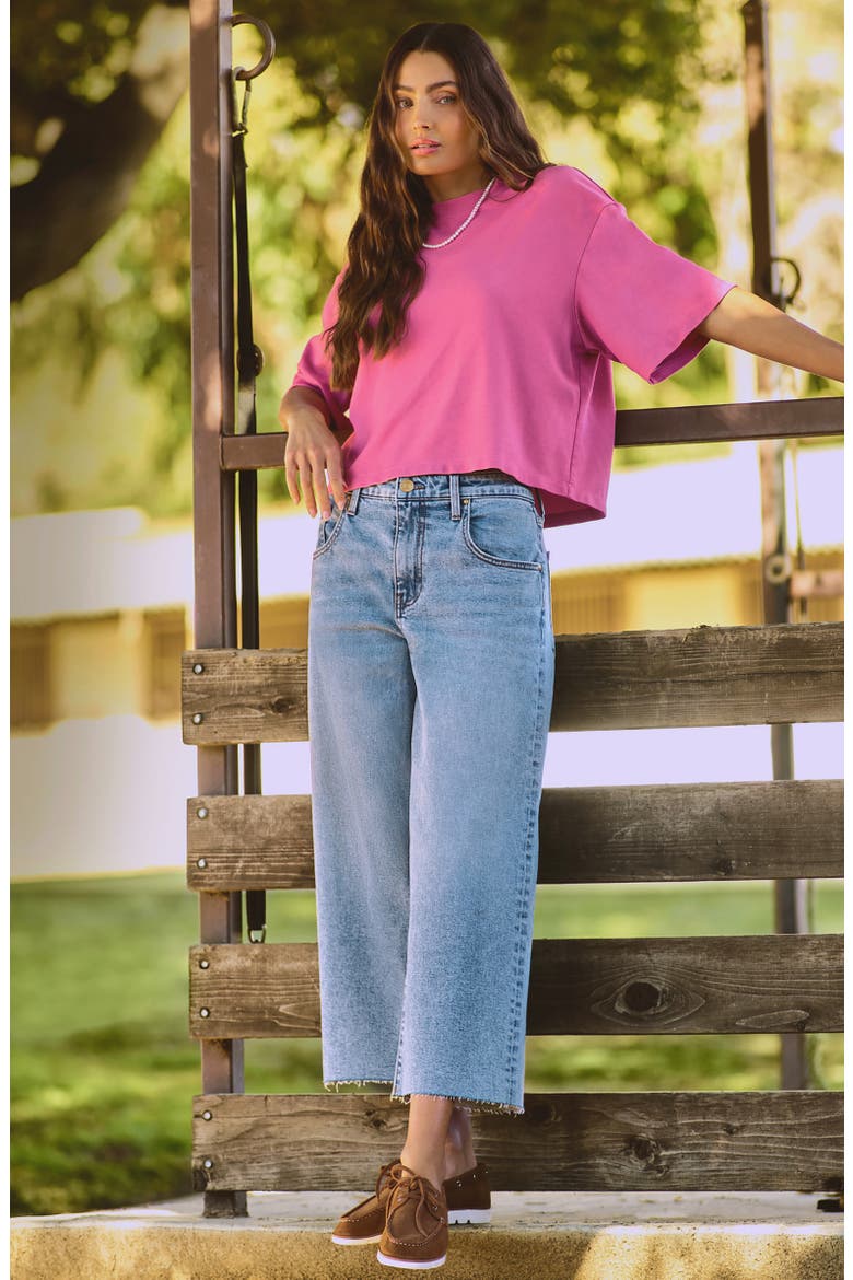 Gwen Raw Hem High Waist Crop Wide Leg Jeans, Alternate, color, REGARD