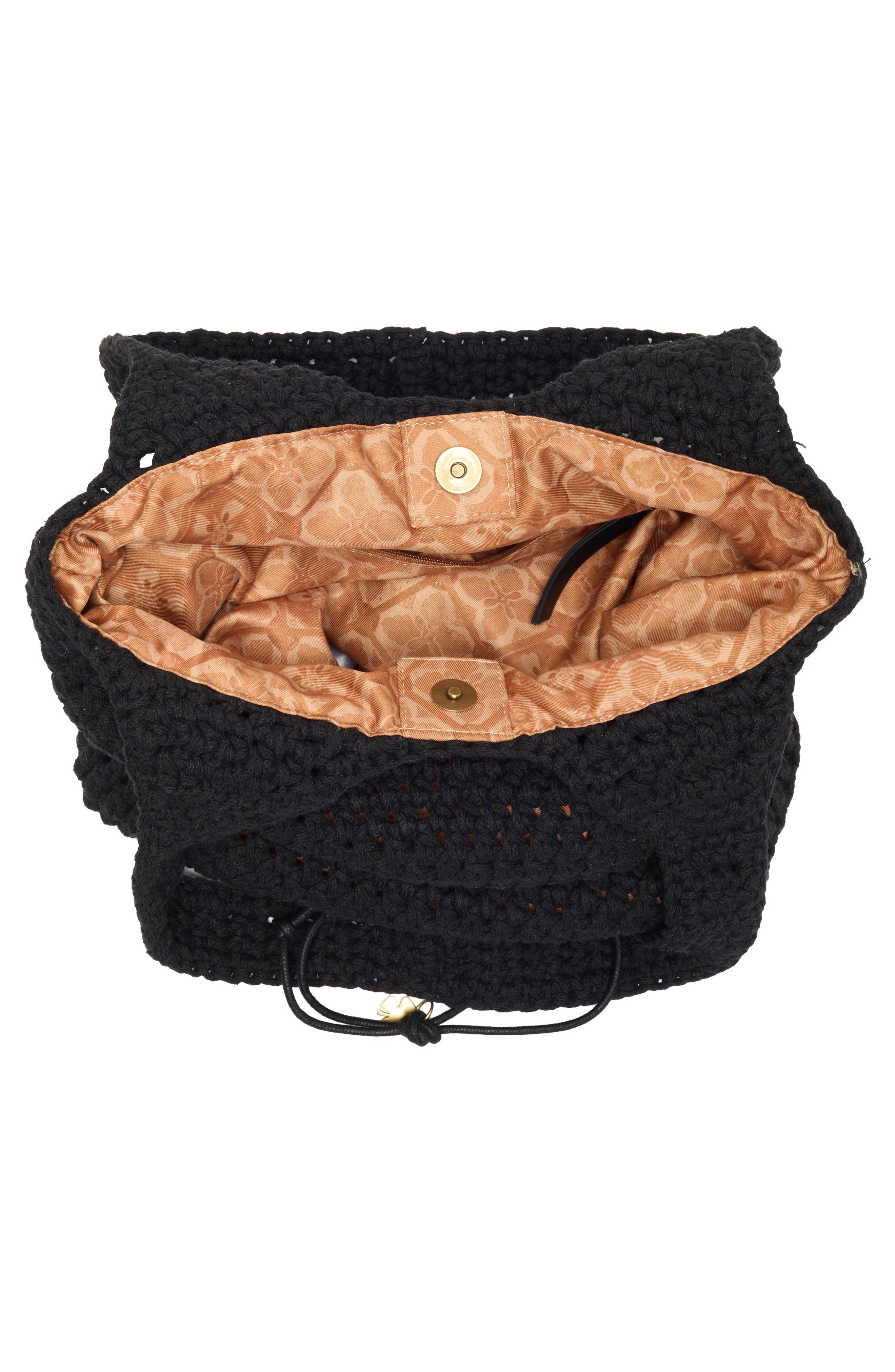 Lucky Brand Lesa Crochet Tote Bag, Alternate, color, Black