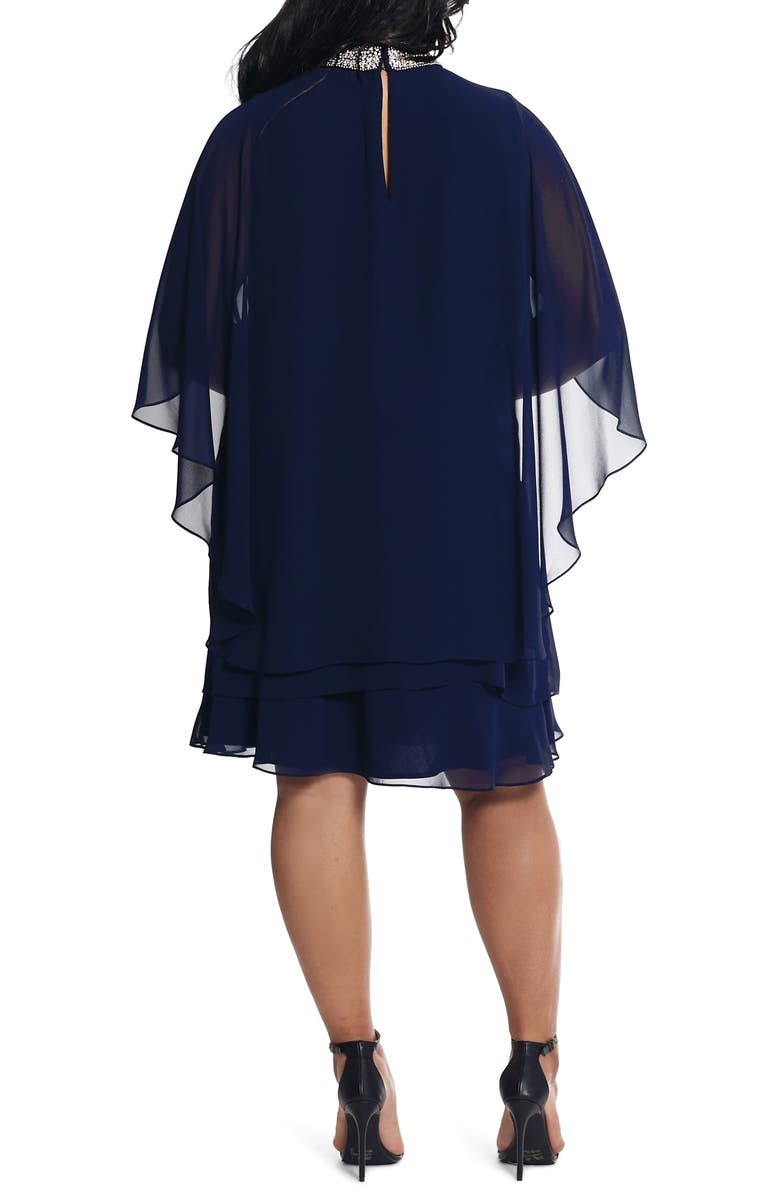 Xscape Evenings Xscape Chiffon Cape Sleeve Cocktail Dress, Alternate, color,