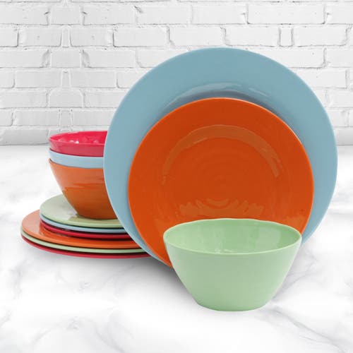 Gibson Home Brist 12 Piece Melamine Dinnerware Set In Multi