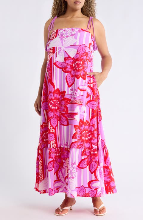 Barba Tropical Print Sleeveless Maxi Dress (Plus)