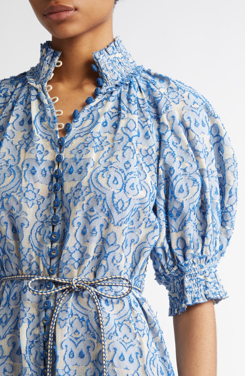 Wyle Lantern Sleeve Fil Coupé Midi Dress