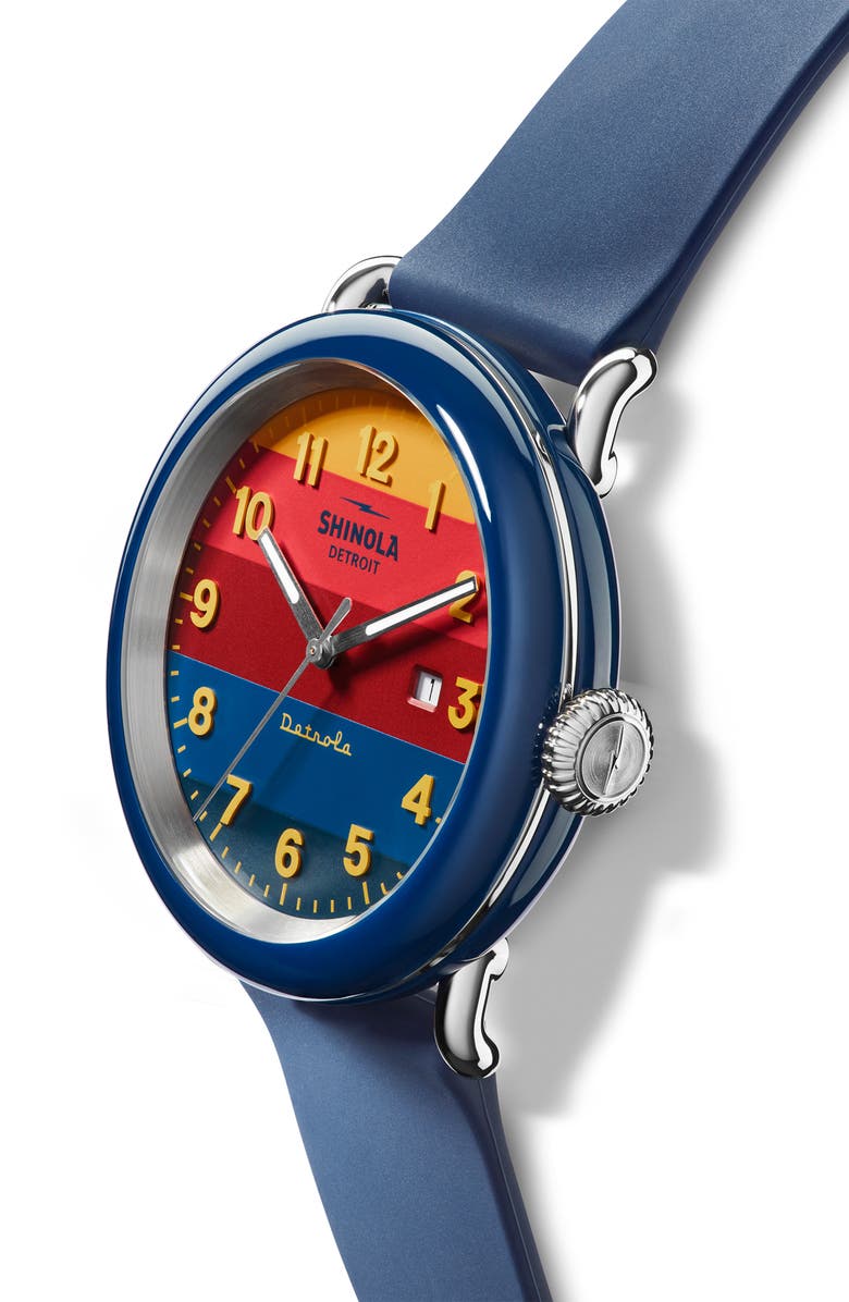 Shinola Detrola The Honcho Silicone Strap Watch, 43mm, Alternate, color, 