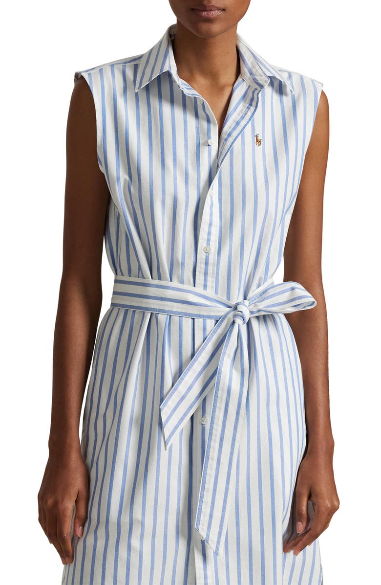 Polo Ralph Lauren Sleeveless Stripe Cotton Shirtdress, Alternate, color, 