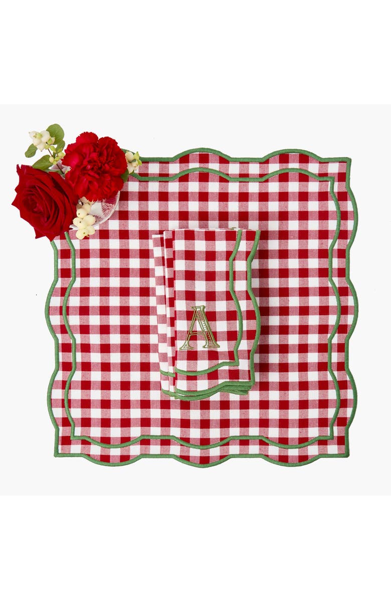 Mrs. Alice Felix Red & Green Gingham Napkins, Main, color, Red