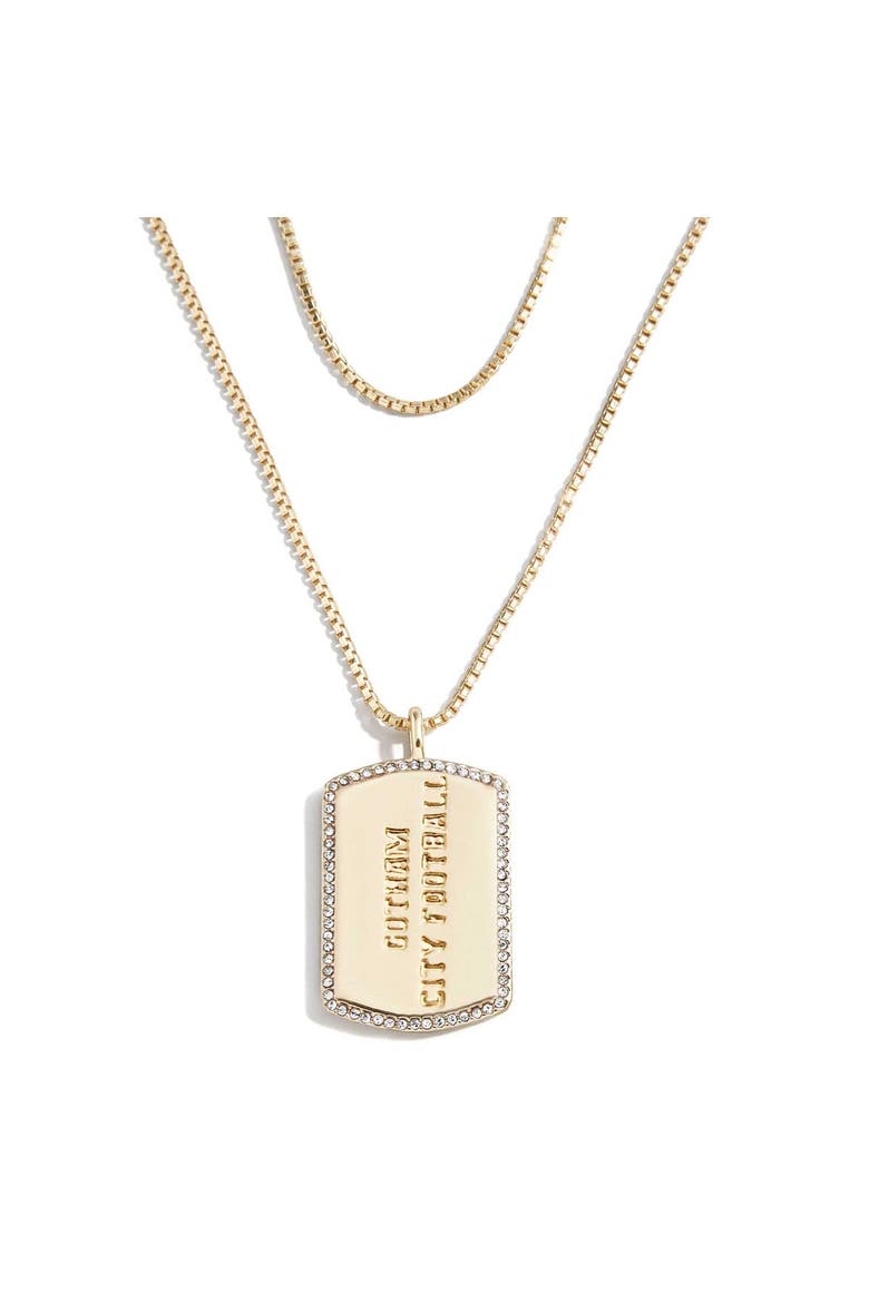 x Baublebar New York Jets Gold Dog Tag Necklace, Alternate, color, Gold