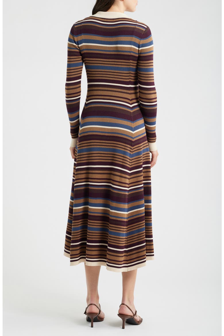 Stripe Long Sleeve Midi Sweater Dress, Alternate, color, CAMEL MULTI