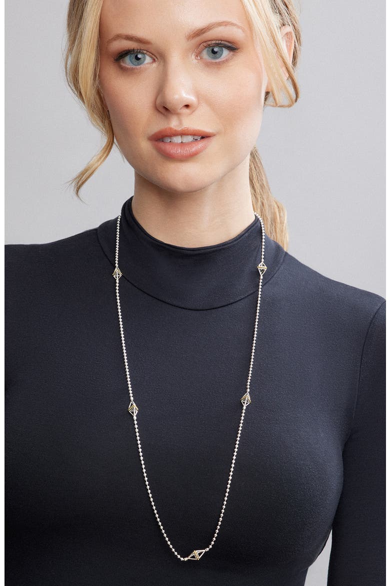 KSL Long Pyramid Station Necklace, Alternate, color, SILVER/ GOLD