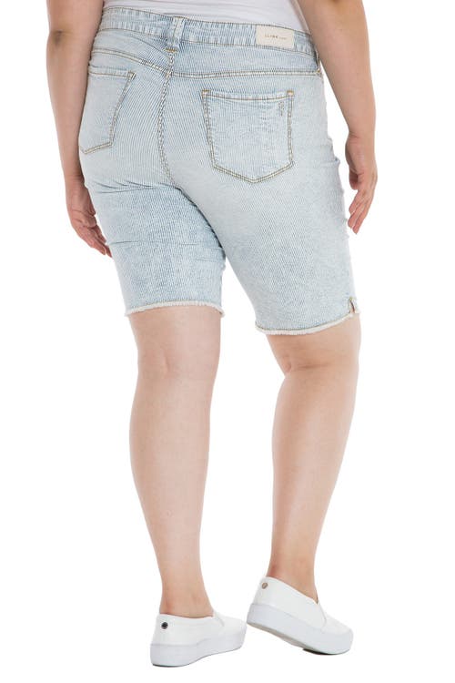 Slink Jeans Striped Bermuda Shorts In Denim Stripes