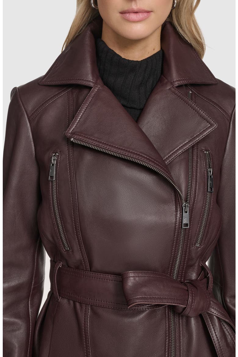 Violet Leather Trench Jacket, Alternate, color, PORT