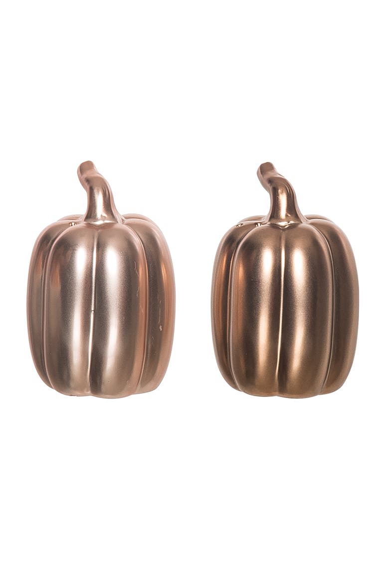 Gold Harvest Pumpkins Salt and Pepper Shakers, Alternate, color, Gold