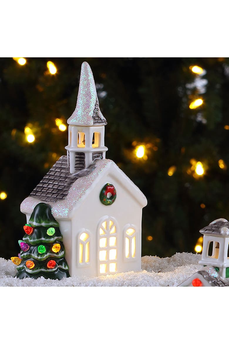 8 in. Nostalgic Ceramic Village - Church, Alternate, color, Multicolor