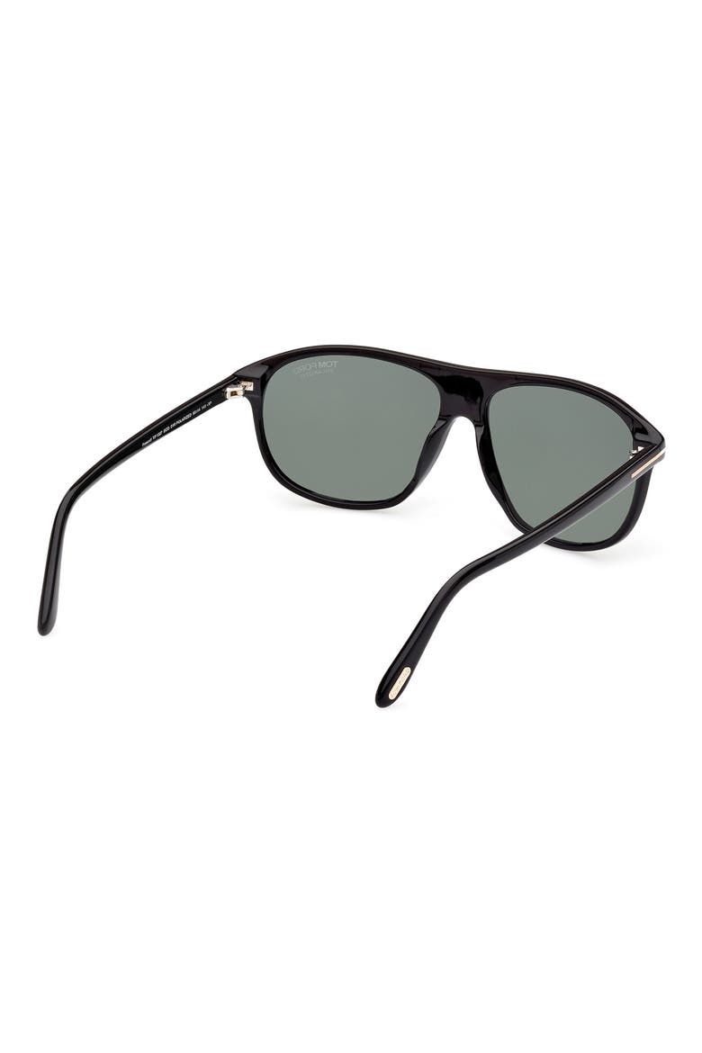 Prescott 60mm Square Polarized Sunglasses, Alternate, color, SHINY BLACK/ LOGO/ GREEN