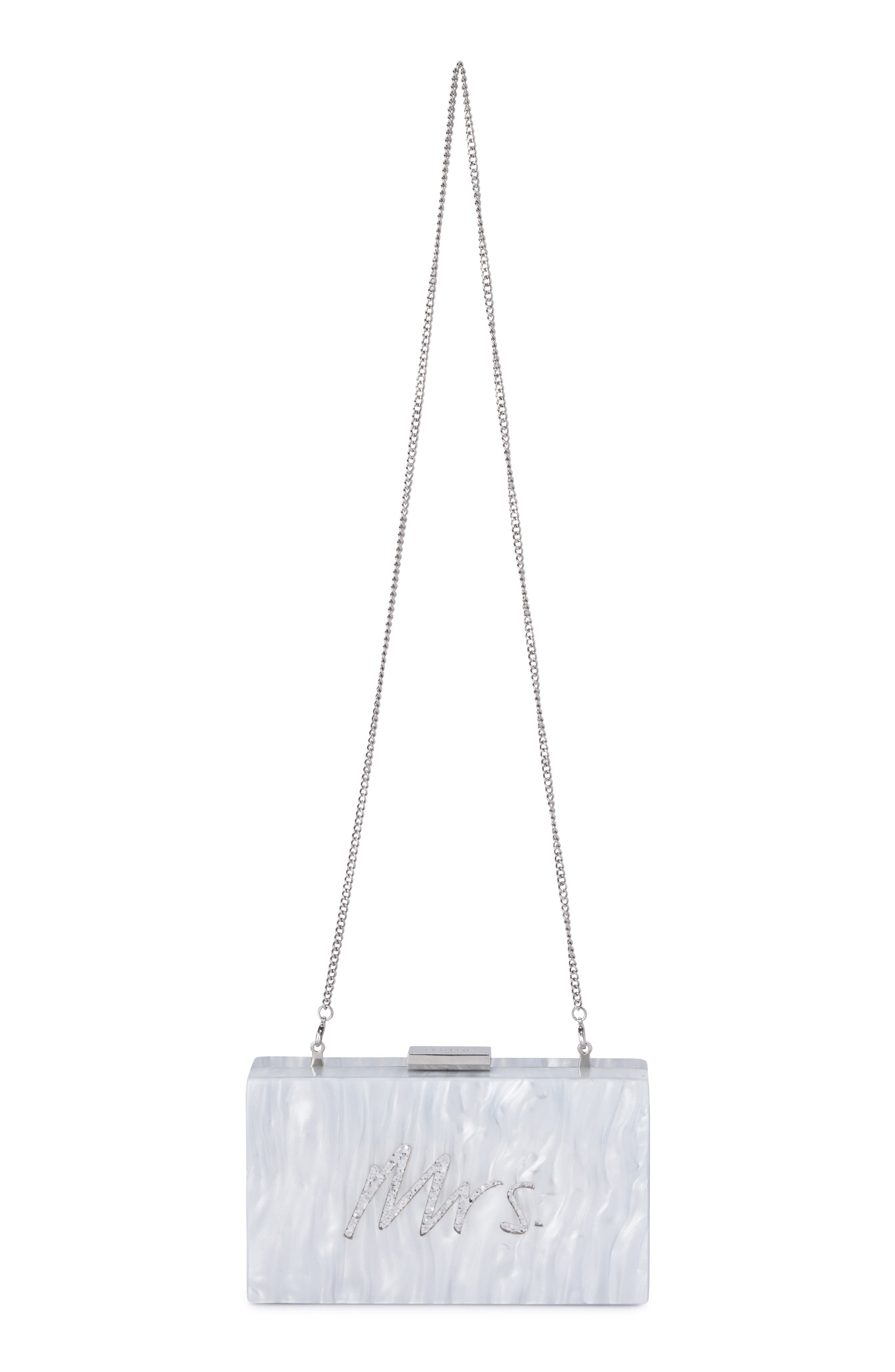 Olga Berg Mrs. Glitter Acrylic Pod Bag, Alternate, color, Silver