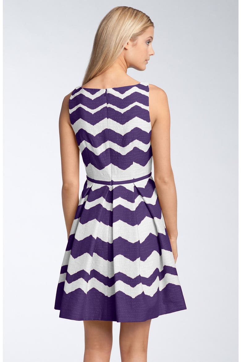'Zigzag' Fit & Flare Dress, Alternate, color, MARINE/ WHITE