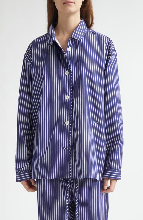 Life Is a Beach Stripe Poplin Pajama Shirt
