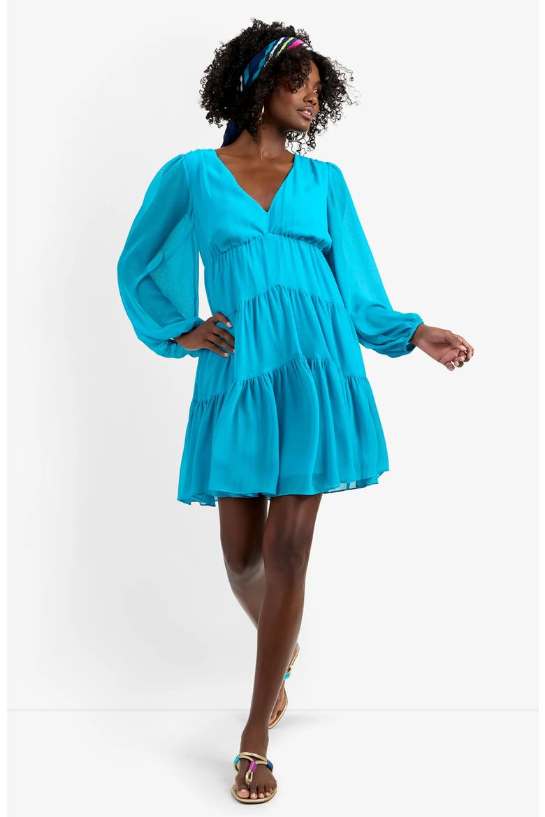 Make Merry Georgette Dress, Main, color, Coastal Cyan