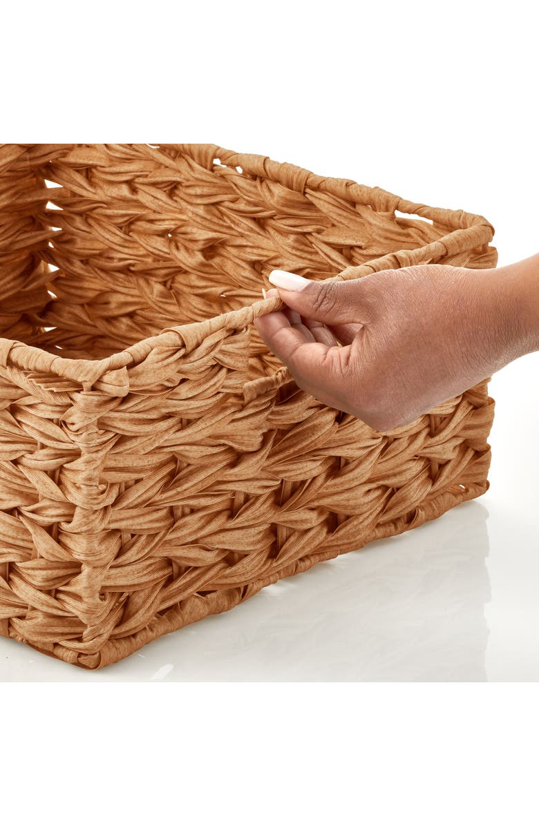 mDesign Woven Farmhouse Kitchen Pantry Food Storage Basket Box - Container Organization for Cabinets, Cupboards, Shelves, Countertops - Store Potatoes, Onions, Fruit, 6 Pack, Camel Brown, Alternate, color, Camel