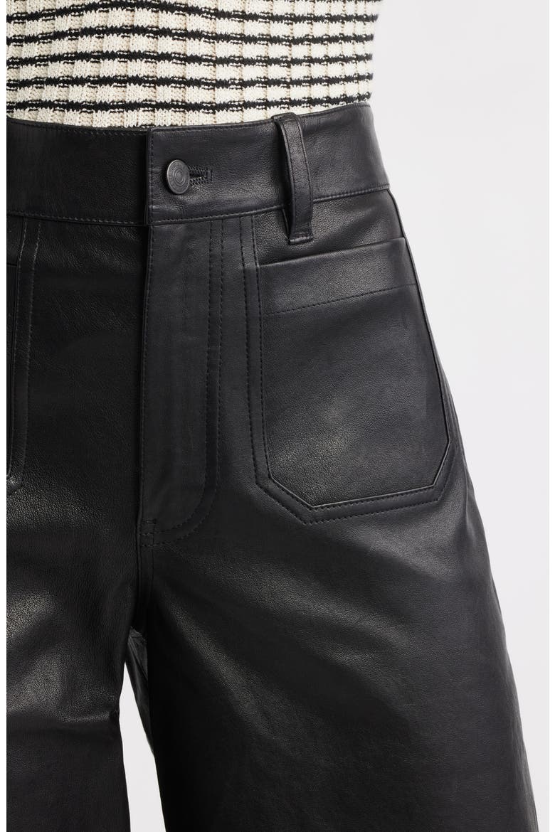 Le Slim Palazzo Leather Pants, Alternate, color, BLACK