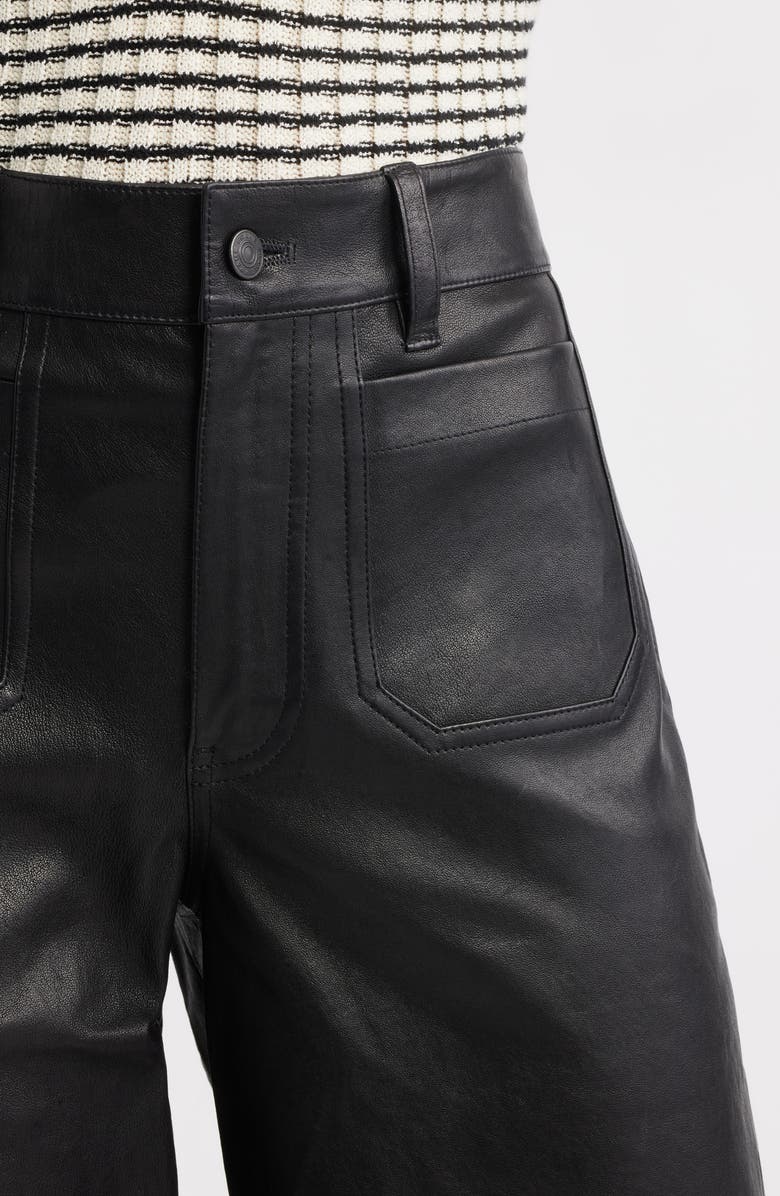 FRAME Le Slim Palazzo Leather Pants, Alternate, color, Black