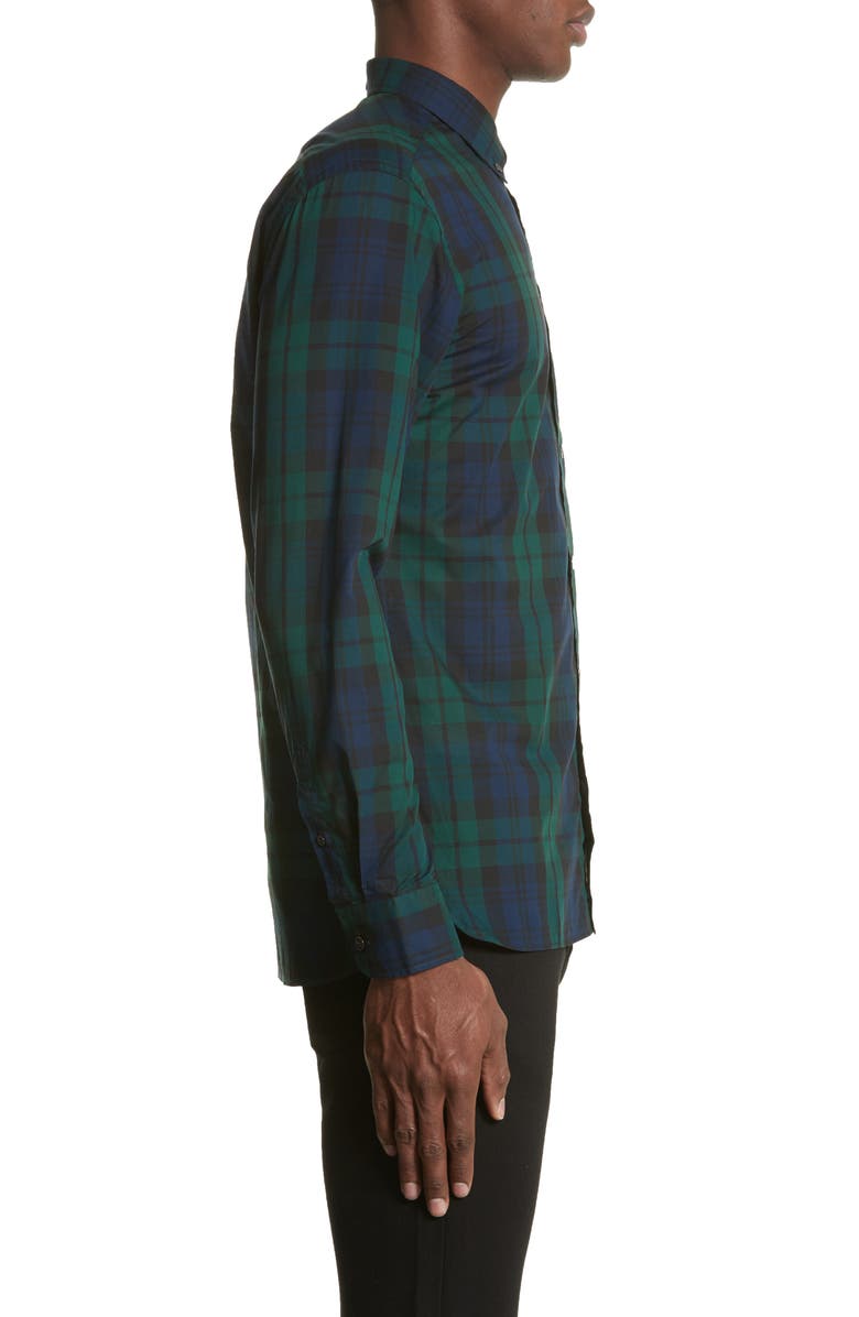 Burberry Salwick Tartan Plaid Sport Shirt, Alternate, color, Navy