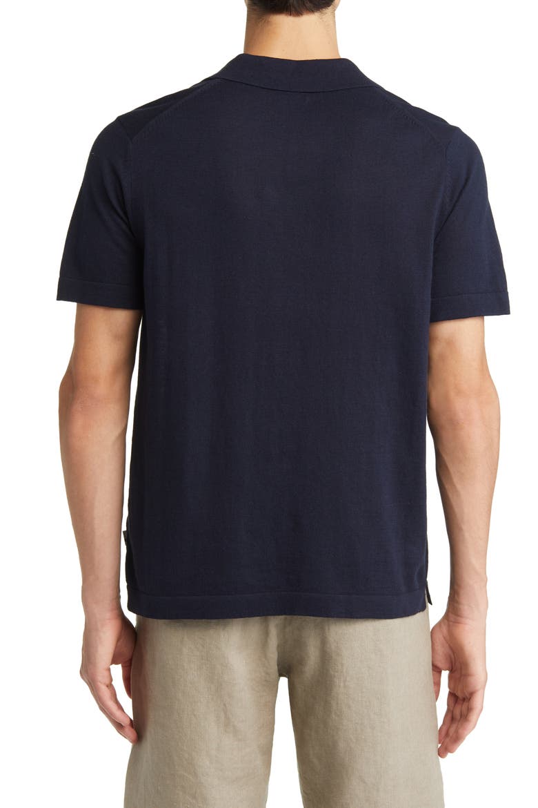 Ryan 6311 Cotton & Linen Johnny Collar Polo, Alternate, color, NAVY BLUE