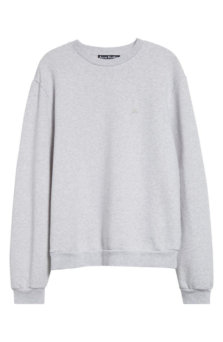 Acne Studios Faihra U Face Patch Fleece Sweatshirt, Alternate, color, Pale Grey Melange
