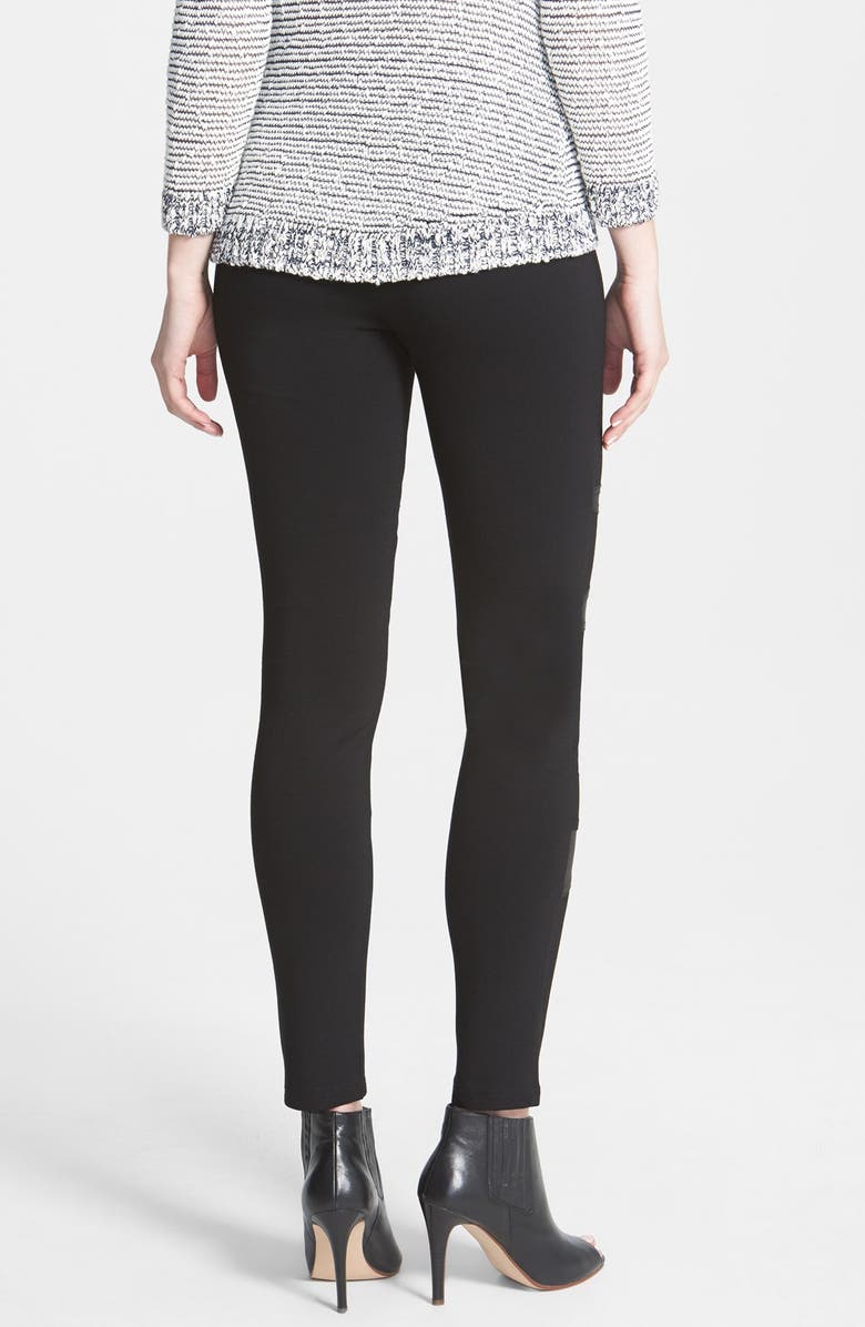 Vince Camuto Two by Vince Camuto Faux Leather Trim Moto Leggings, Alternate, color, 