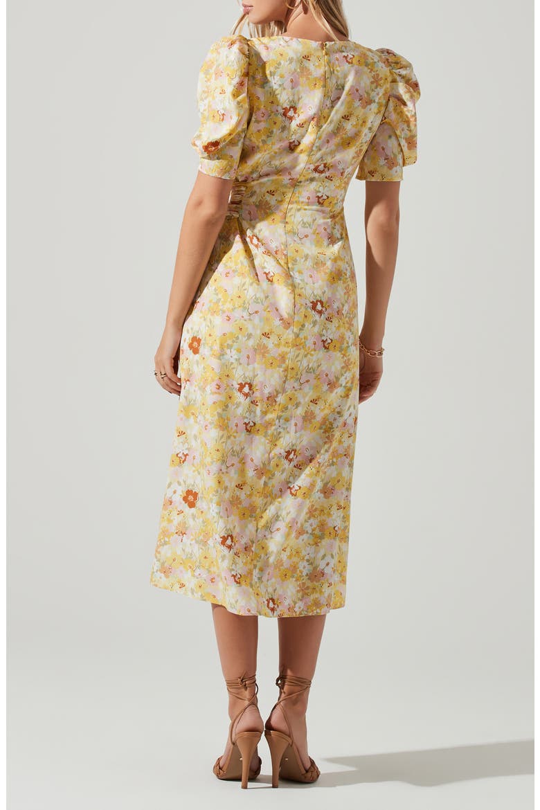 Martina Ruched Dress, Alternate, color, YELLOW RUST FLORAL