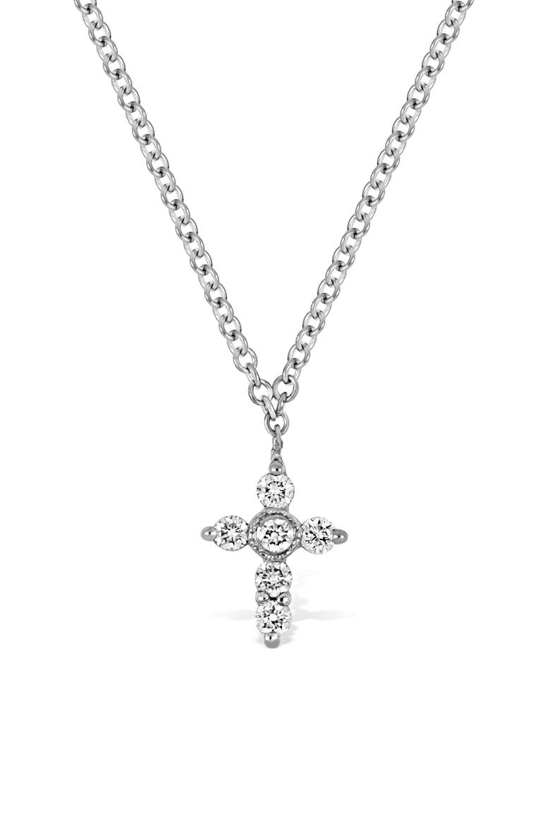 Diamond Cross Pendant Necklace, Alternate, color, WHITE